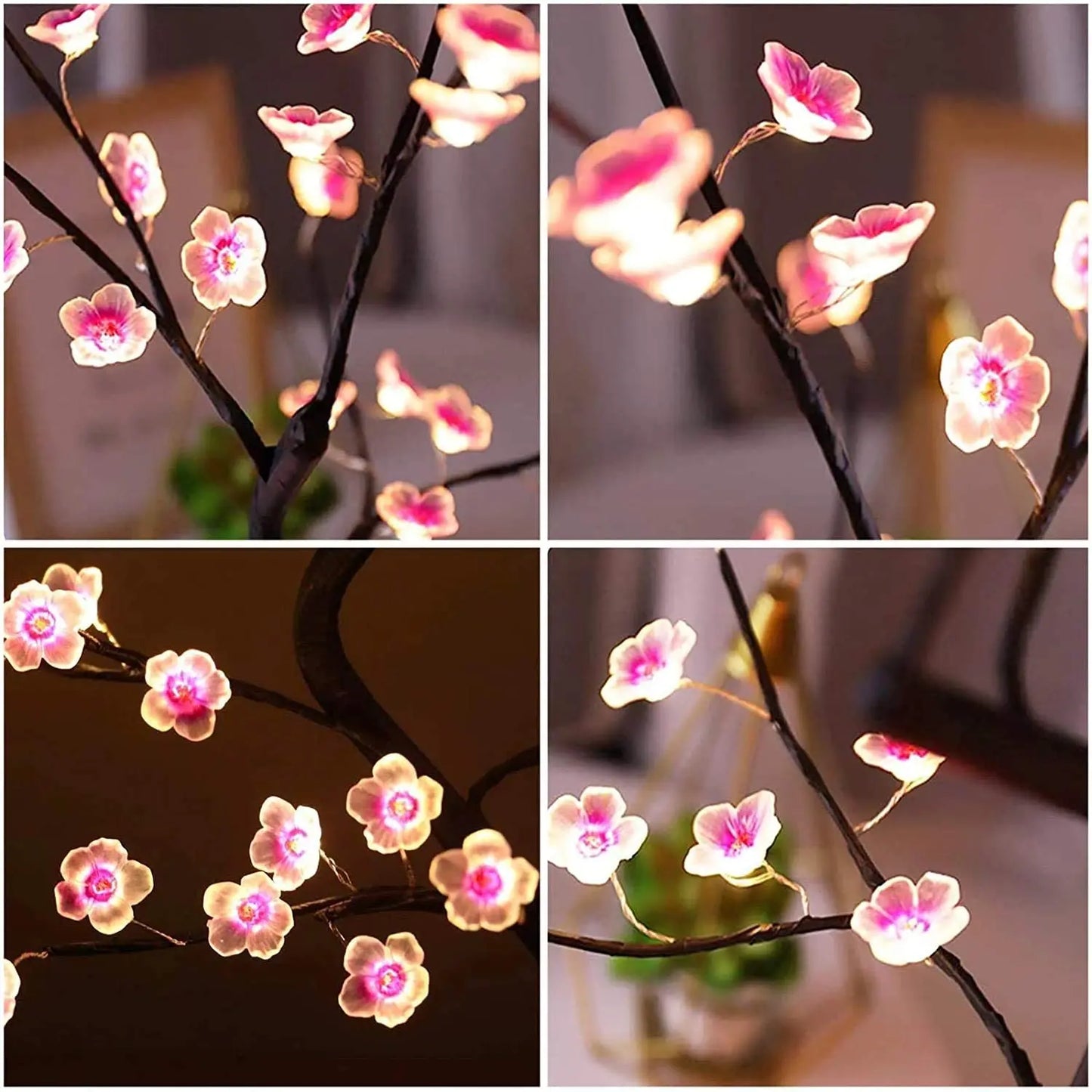 Table Tree Night Light – USB/Battery Powered Touch Switch Artificial Bonsai Cherry Blossom LED Lamp for Desktop Decoration