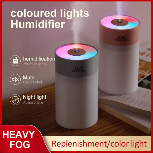 260ml Luminous Humidifier | Household Desktop Water Supplement Spray | USB Car Portable Night Light | Air Humidification