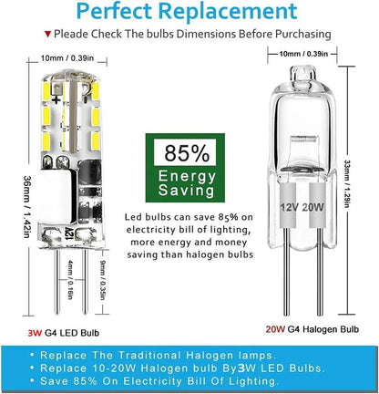 10pcs G4 LED Bulb - 2W/3W/5W/9W/12W/15W, 12V AC220V Saving Silicone Lamp, 360° Beam Angle, Halogen Light Replacement Spotlight Chandelier