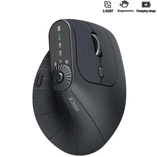 Multi-Device Vertical Ergonomic Mouse - Rechargeable 2.4G Bluetooth Wireless Mouse with Function Adjustment for PC and Tablet