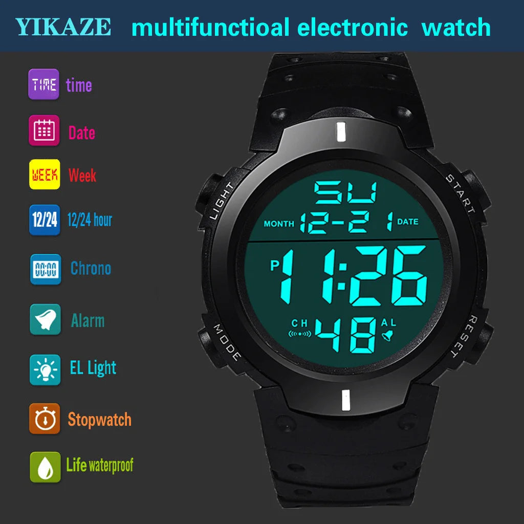 Men's Sport LED Watch – Top Brand Digital Clock, Multi-Functional Rubber Fitness & Athlete Timekeeping Electronic Watch