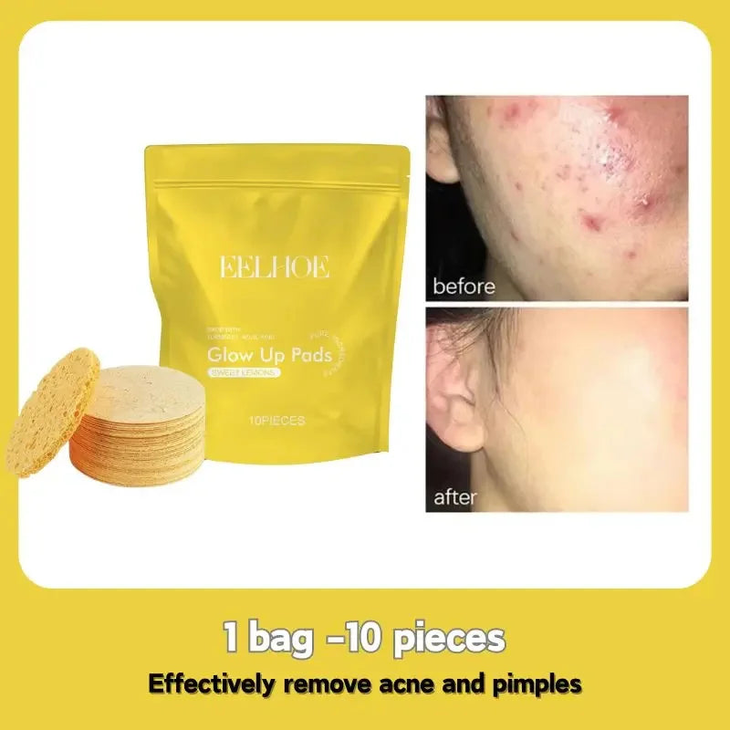 Turmeric and Kojic Acid Cleansing Pads - Exfoliating Facial Sponges for Daily Dirt Removal and Skin Care