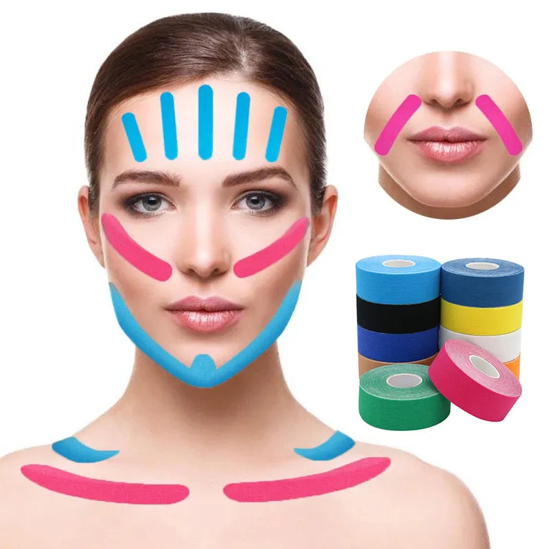 Kinesiology Tape for Face & Neck | V Line & Eyes Lifting | Wrinkle Remover Sticker Tape | Skin Care Tool 2.5CM*5M