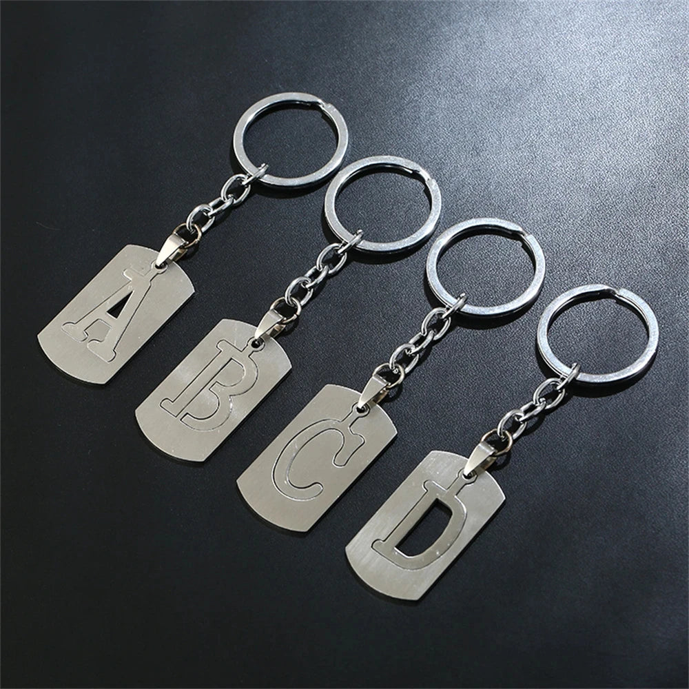 DIY Stainless Steel A-Z Letter Keychains - 26 Letters Charm Keychain for Men and Women, Ideal Couple Gift and Car Key Ring