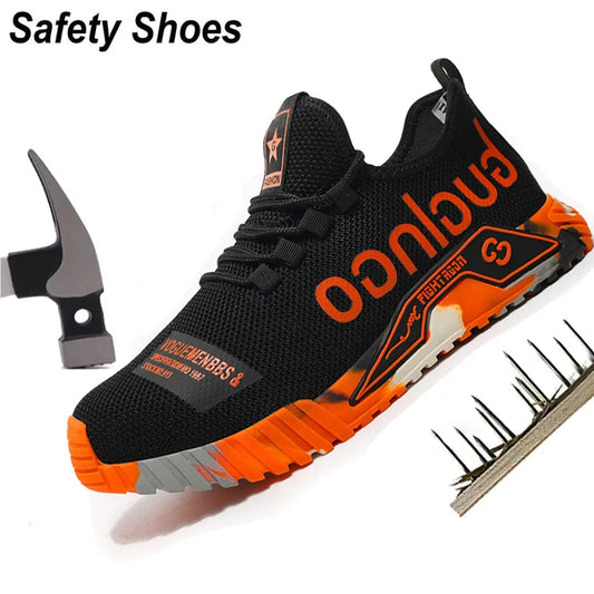 Stay Stylish and Protected with Fashion Sports Steel Toe Work Boots - Puncture-Proof Safety Shoes for Men