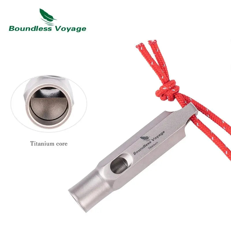 Boundless Voyage Titanium Emergency Whistle – Loud Survival Whistle with Lanyard for Coaches, Training, and Sports Keychain