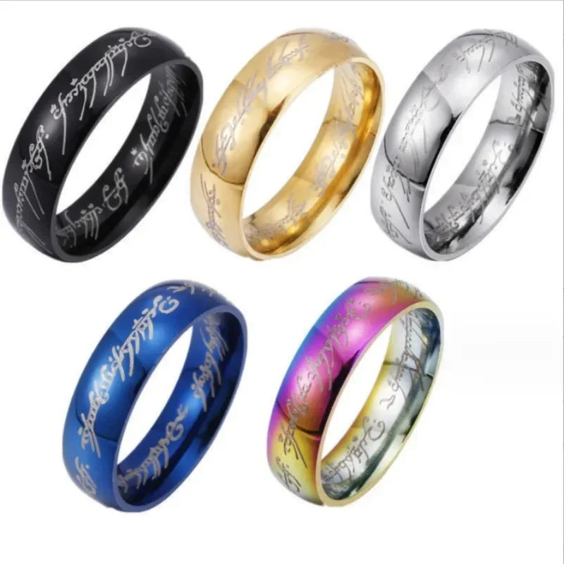 2024 Trendy Stainless Steel Couples Wedding Rings – Laser Engraving, Exquisite Fashion Jewelry for Men and Women – Ideal Movie Gifts