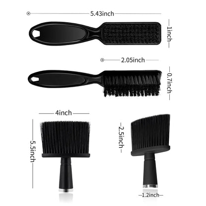 Pro Barber Brush Set: 2pcs Hairdresser Blade Clean Brushes - Neck Duster & Clipper Cleaning Hairbrush Accessory for Barbershop