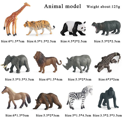 Oenux Montessori Miniature Animal Model Set - Lion, Shark, Horse, Dinosaur Figurines for Educational Play and Zoo-Themed Gifts for Kids