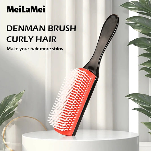 Effortless Detangling: 9-Row Denman Detangling Hair Brush - Scalp Massager Straight Wet Comb for Women, Men, and Salon Use - Perfect for Curly Hair