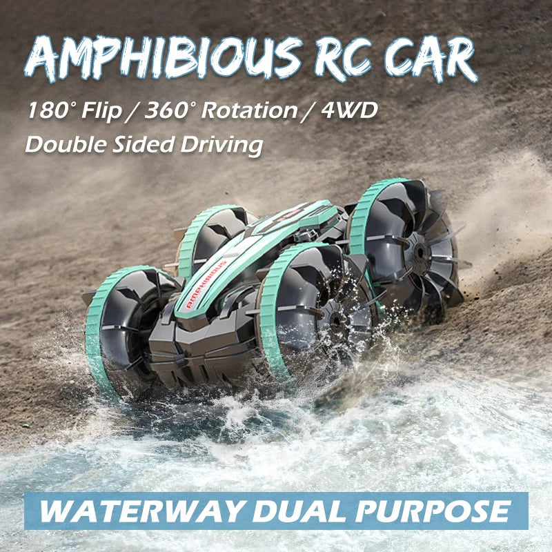 Amphibious RC Car – Remote Control Stunt Vehicle, Double-Sided Flip, Drift, and Outdoor Fun for Boys, Children's Gift