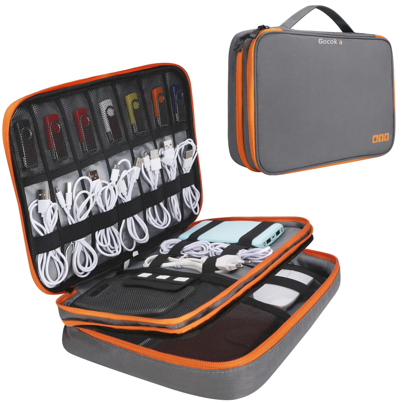 Portable Electronic Accessories Travel Case - Cable Organizer Bag Gadget Carry Bag for iPad, Cables, Power, USB Flash Drive, Charger