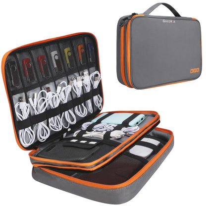 Portable Electronic Accessories Travel Case - Cable Organizer Bag Gadget Carry Bag for iPad, Cables, Power, USB Flash Drive, Charger