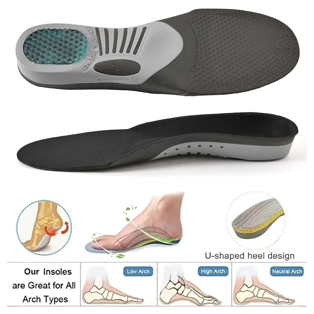 1 Pair Plantar Fasciitis Orthotic Shoe Inserts - Arch Support Gel Insoles for Athletic Running, Comfort for Women & Men