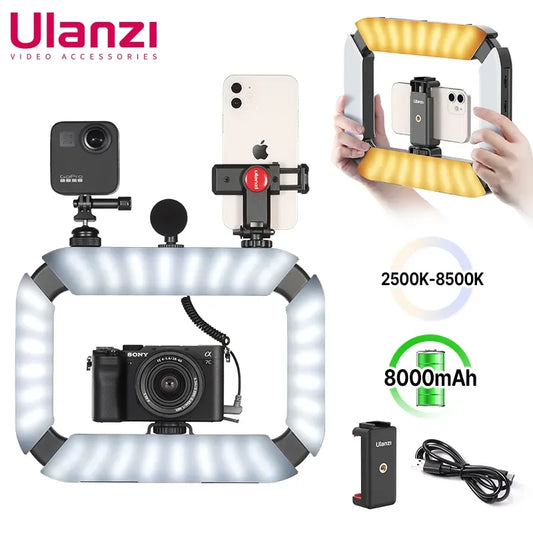 Ulanzi U200 Smartphone Video Rig with 2-in-1 LED Ring Light & Cold Shoe Mount - Perfect for TikTok, YouTube, Live Streaming!