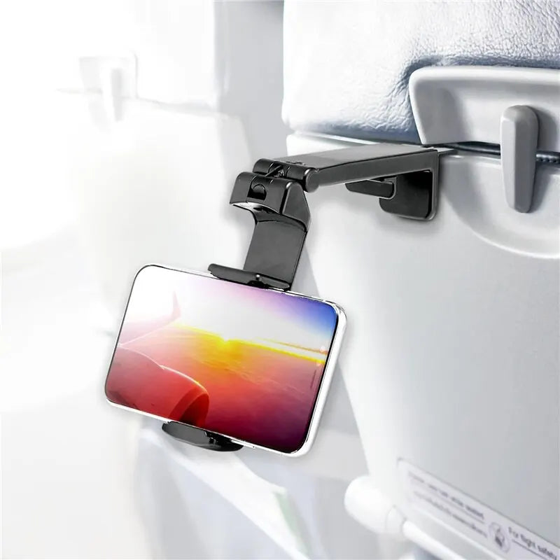 Airplane Phone Holder Stand - Cell Mobile Portable Travel Mount Desk Flight Foldable Rotatable Selfie Holding Train Seat Support