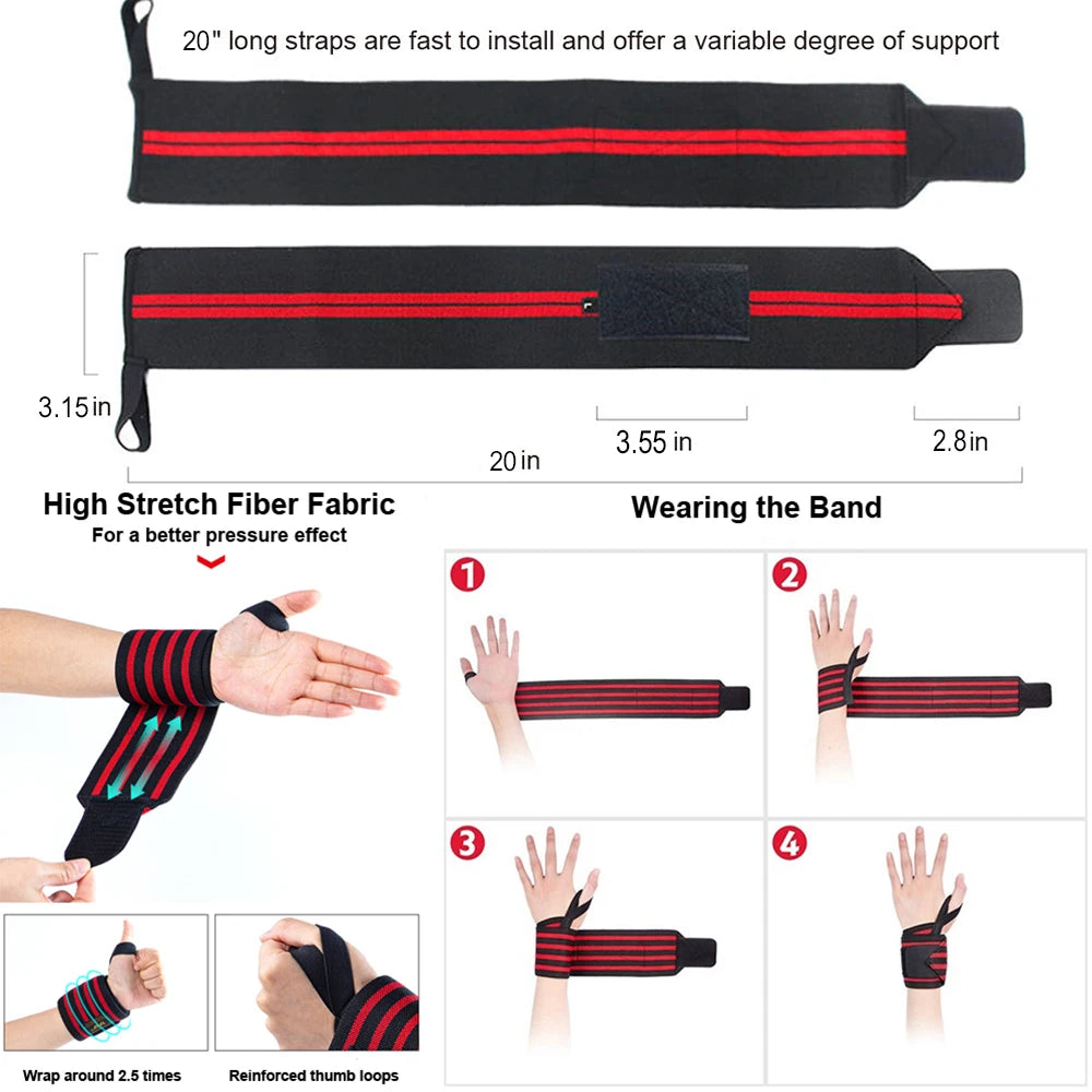 Fitness Wrist Wraps: Weight Lifting Gym Straps with Padded Thumb Brace - Cross Training Hand Support Bar Wristband