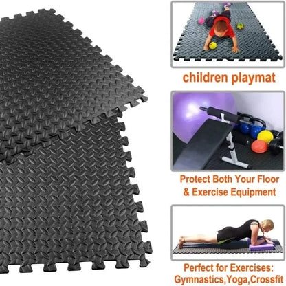 16PCS Sports Gym Mat Protection – 30x30cm EVA Leaf Grain Non-Slip Floor Mats for Yoga and Fitness, Thick Shock-Absorbing Workout Rugs