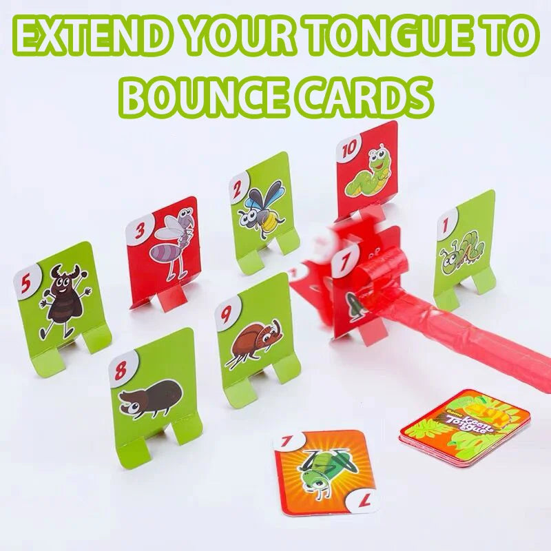 Frog Lizard Mask Board Game : Wagging Tongue & Lick Cards - Antistress Desktop Puzzle Game for Children & Family Parties