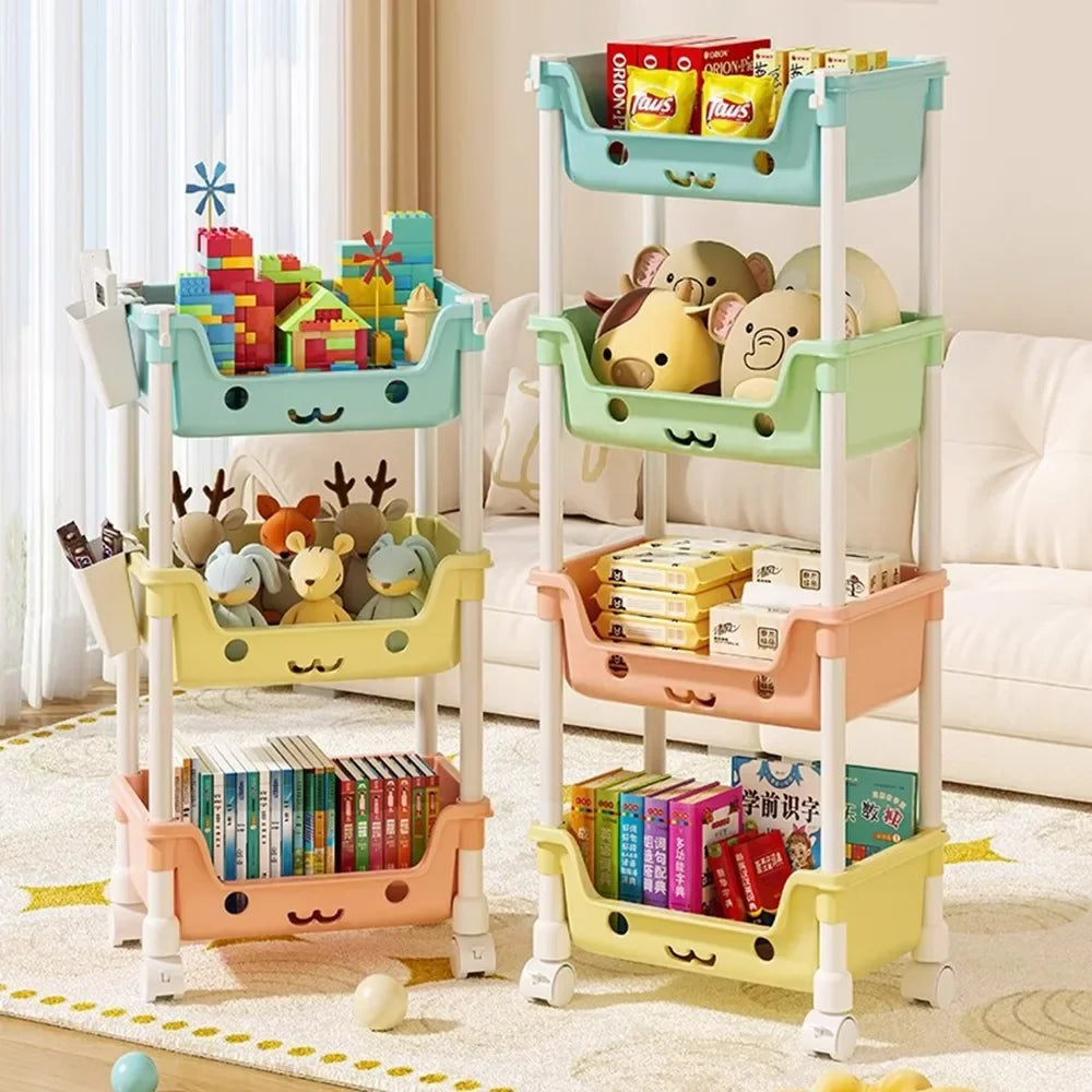 Multi-Purpose Toy Storage Trolley: Bookshelf, Snack Rack, and Organizer for Children - Ideal for Bathroom, Closet, and Kitchen Storage