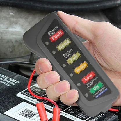 Automobile Battery Tester - ABS Display for Car and Motorcycle Batteries, Red Yellow Green Indicator, 12V Battery Level