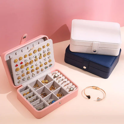 Organize Your Jewelry in Style: Korean Version Simple Ins Style Portable Jewelry Storage Box - New High-End Exquisite Large Capacity Travel Jewelry Bag