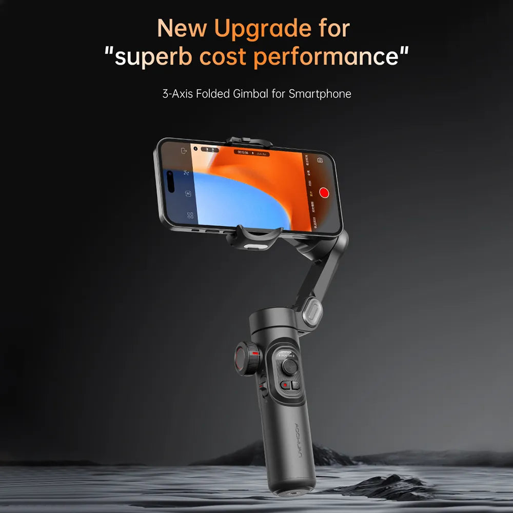 AOCHUAN Smart XE 3-Axis Handheld Gimbal Stabilizer with Fill Light - Perfect for iPhone, Android, Face Tracking, Tiktok, and Vlogging