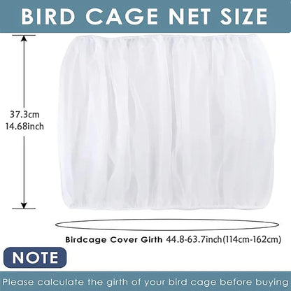 Adjustable Bird Cage Net Cover - Soft Skirt Guard and Feather Catcher - Nylon Mesh Netting for Round and Square Cages