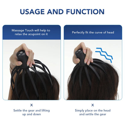 Relax with Electric Octopus Scalp Massager: Therapeutic Head Scratcher for Stress Relief and Hair Stimulation Massage - Experience Soothing Relief