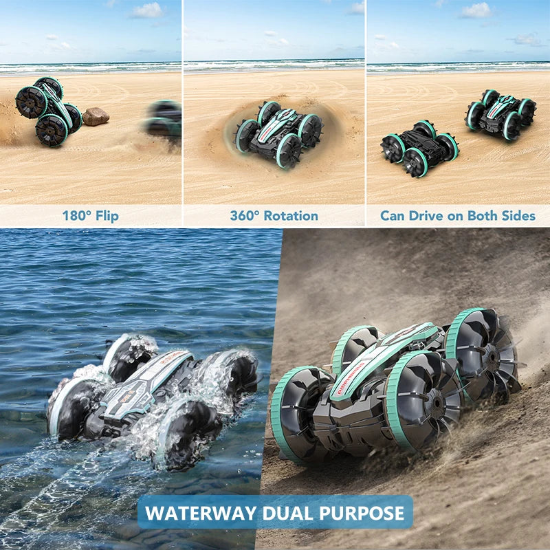 Amphibious RC Car – Remote Control Stunt Vehicle, Double-Sided Flip, Drift, and Outdoor Fun for Boys, Children's Gift