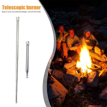 Telescopic Fire Blow Pipe: Stainless Steel Camping Fire Tube Blower - Campfire Tool for Outdoor Picnic, BBQ, Fireplace