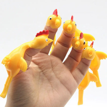 10PCS Catapult Launch Turkey Slingshot Chick - Elastic Flying Finger Sticky Decompression Toy for Birthday Halloween Party Favors