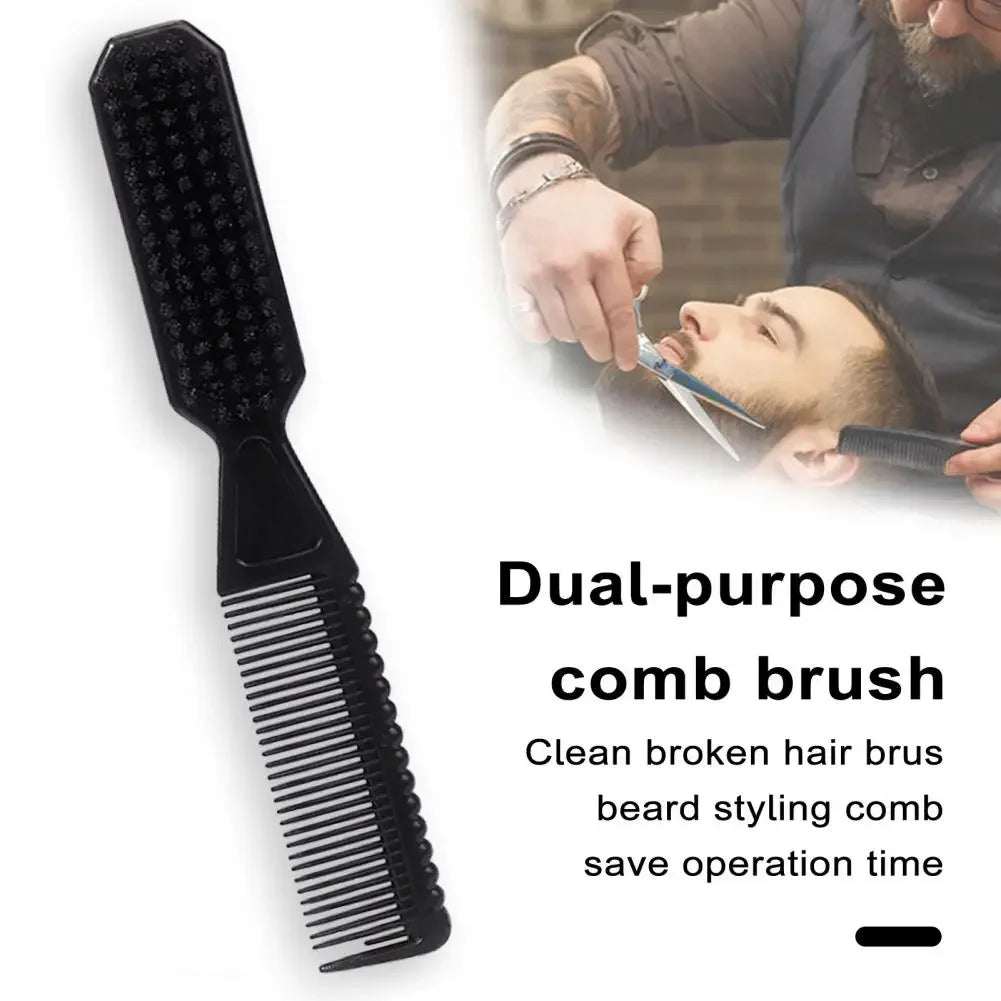 Pro Fading Brush for Barbers - Dual-Use Cleaning Brush for Clippers and Beard, Portable Hair Comb