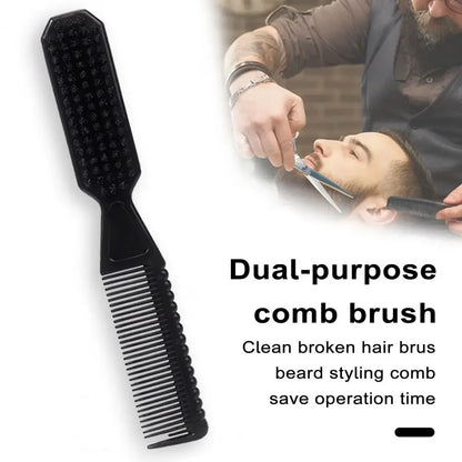 Pro Fading Brush for Barbers - Dual-Use Cleaning Brush for Clippers and Beard, Portable Hair Comb