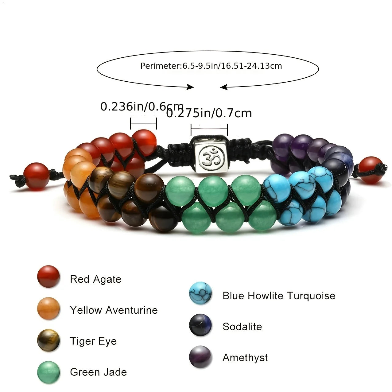 Top Plaza 7 Chakra Crystal Bracelet: Adjustable Yoga Stone Beads for Meditation & Anxiety Relief - Women's Jewelry