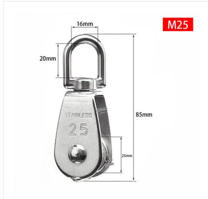 Premium Stainless Steel Pulley Set - M15/M20 M25 M32 M50 Single Wheel Swivel - Ideal for Lifting Rope Tasks - High-Quality Lifting Wheel Tools