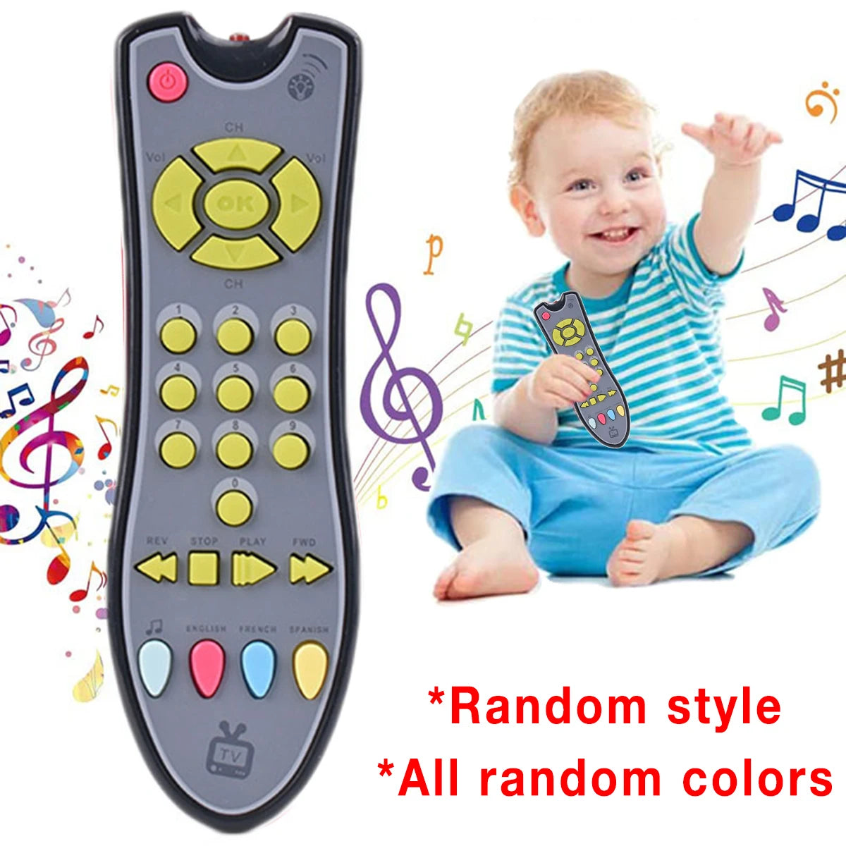 Music Mobile Phone and TV Remote Control Toy - Early Educational Electric Learning Gift with Numbers and English for Newborns