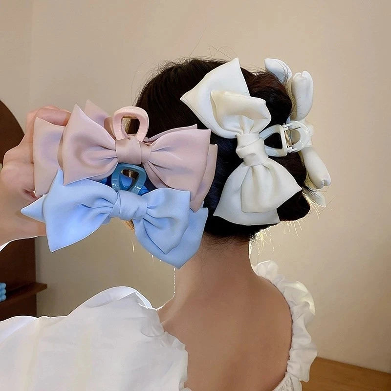 Fashion Women Bow Hairpin - Korean Version of Solid Color Butterfly Satin Hair Clips, Girls Hair Accessories Headwear