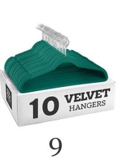 10pcs Colorful Velvet Non-Slip Hangers - 45CM Seamless Flocking Magic Hanger for Dry & Wet Wardrobe Storage