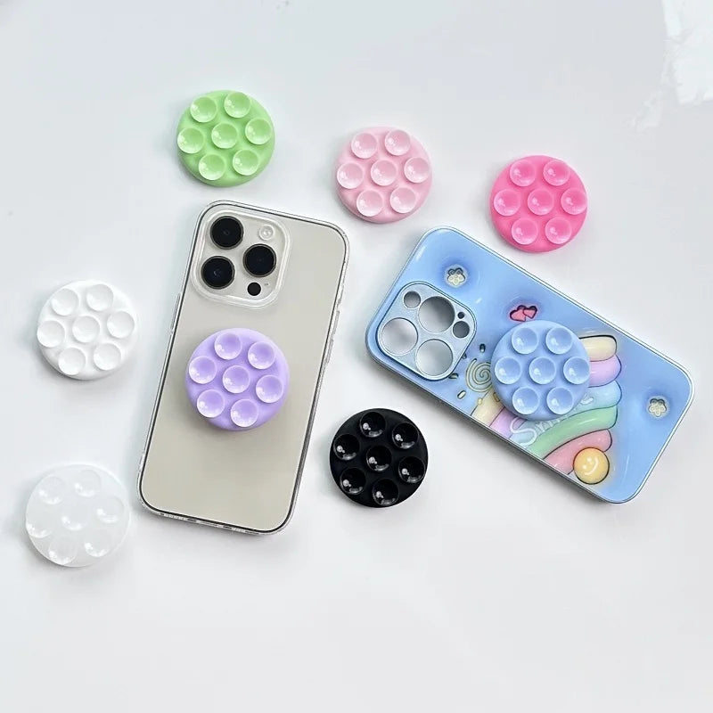 Round Silicone Suction Pad for Mobile Phones - Sticky Finger Grip Stand for Samsung and iPhone, Suction Cup Phone Holder