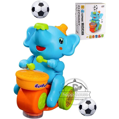 Musical Walking Elephant Drummer Toy with LED Lights - Sensory Learning Educational Toy for Kids