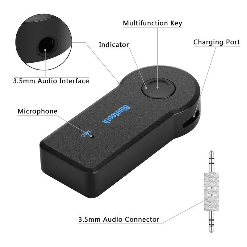 2-in-1 Wireless Bluetooth 5.0 Transceiver Adapter: 3.5mm Car Music Audio AUX Receiver & PC Bluetooth Adapter