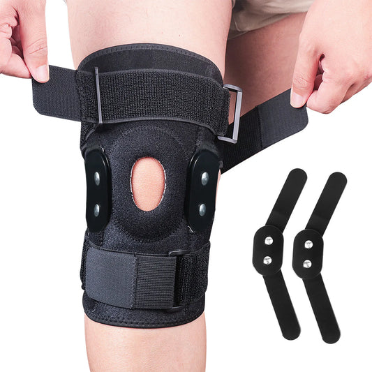 Adjustable Hinged Knee Brace - Meniscus Tear Support Wrap for Patellar Tendon, Pain Relief, Strains, Sprains (1PC)