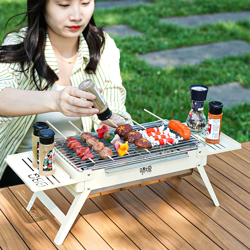 Detachable Camping Grill - Portable Mini Stove Folding Barbecue Cookstove, Durable Foldable BBQ Grill Rack, Outdoor Cookware