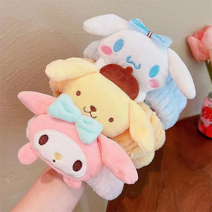 Sanrio Kuromi Melody Plush Doll Face Wash Makeup Hairband - Kawaii Cinnamoroll Sweet Non-Slip Elastic Hair Accessories