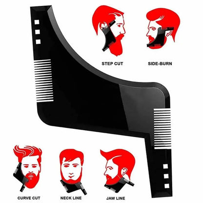 Beard Template Shaper and Sideburns Trimming Tool - Men's Beard Modeling Mold with Contour Comb for Perfect Lines