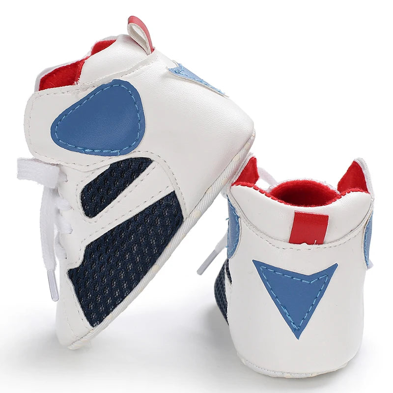 Spring & Autumn Baby Shoes 0-18M - Fashionable High Top Basketball Sports Shoes for Boys | Anti-Slip First Step Casual Shoes