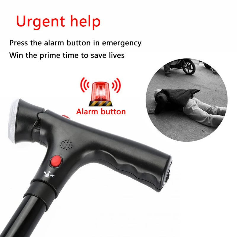 Collapsible Telescopic Folding Cane: LED Alarm Walking Stick for Elderly - Trusty Sticks & Crutches for Mothers and Fathers