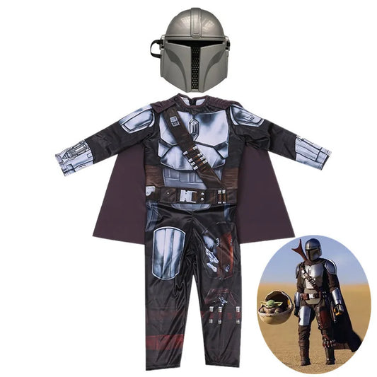 Boys' Mandalorian Beskar Armor Costume with Mask for Halloween - Classic Movie Cosplay Outfit for Kids