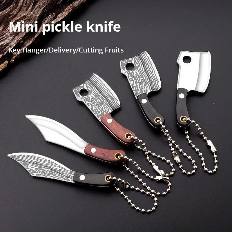 3pcs Stainless Steel Mini Vegetable Knife Set | Non-Folding Creative Pendant Knives | Wealth-Implied Design for Disassembly and Delivery